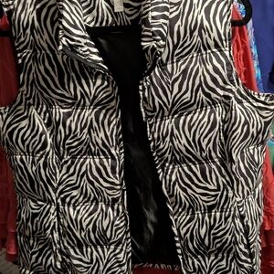 Charter Club Black and White Zebra Vest